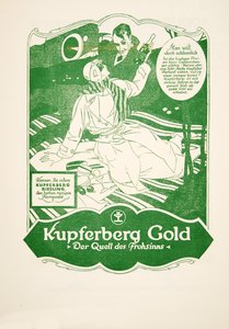 Reklame for Kupferberg Gold, fra Styl, utgivelsesdato 1922 (pochoir-trykk) av German School