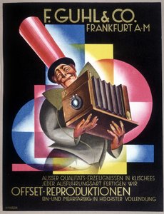 Reklame for den tyske kameraprodusenten Offset. I "" Gebrauchs Graphik"", tysk avis av German School