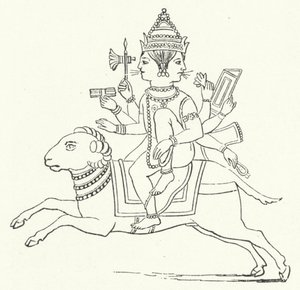 Agni, Hindu fire god (engraving) av German School