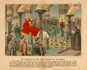 Alexander III av Russland liggende i staten 1. november 1894 (bildeark utgitt av C. Burckhardt, Weissenburg, 1894