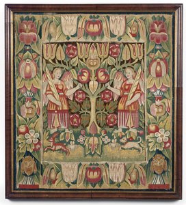 Allegorisk billedvev putetrekk, Nord-Tyskland, trolig Hamburg, ca. 1600-50 av German School