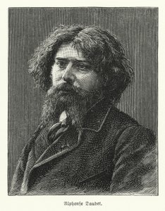 Alphonse Daudet , fransk romanforfatter (litho) av German School