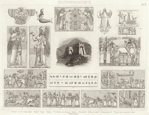Det gamle Assyria. Illustrasjon for Bilder-Atlas (gravering) av German School