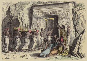 Gammel egyptisk begravelse (farget gravering) av German School