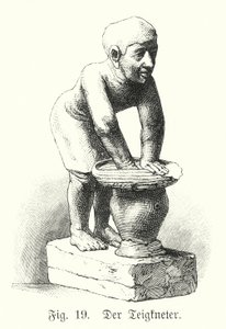 Gammel egyptisk figur av en mann som blander deig (gravering) av German School