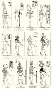 Gamle egyptiske guder og gudinner (gravering) av German School
