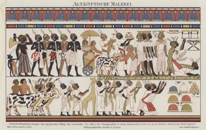 Gammelt egyptisk maleri (farge litho) av German School