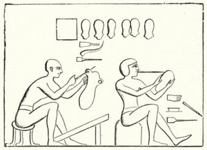 Gamle egyptiske skomakere (gravering) av German School