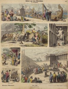 Antikkens Hellas (farget gravering) av German School