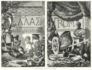 Antikkens Hellas og Roma (litho) av German School