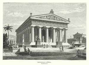 Det gamle greske tempelet i Hera, Paestum, Italia, tidligere feilaktig antatt å ha vært viet til Poseidon (gravering) av German School