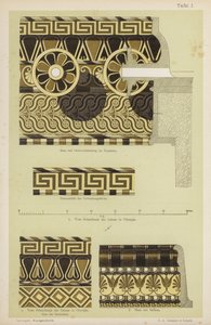 Gammel gresk arkitektonisk dekorasjon (farge litho) av German School