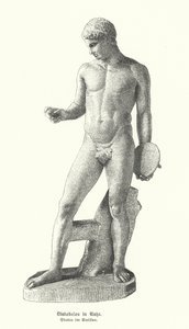 Gammel gresk statue av en diskoskaster i ro (gravering) av German School