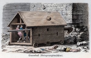 Antikkens historie. Roma. Krigsmaskiner, rambukk ... (gravering) av German School