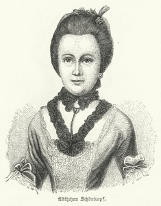 Anna Katharina Schoenkopf (1746-1810), inspirasjon for den tyske forfatteren Johann Wolfgang Goethes kjærlighetsdikt Anttenlieder av German School