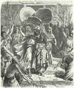Antony og Cleopatra som Osiris og Isis (gravering) av German School