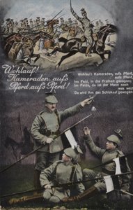 Oppstå! Kamerater, på hestene dine, på hestene dine! (farge litho) av German School