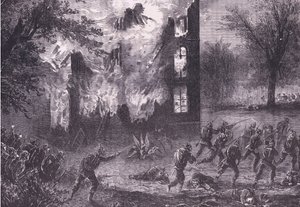 Angrep på en avansert fransk posisjon, Cassells History of the War between France and Germany utgitt av Cassell and Company Limited, ca. 1890 (litho) av German School