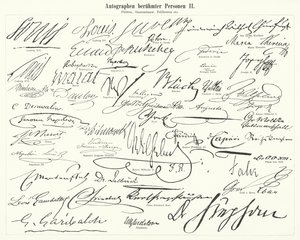 Autografer av kjente personer: statsmenn, prinser, generaler, etc (gravering) av German School