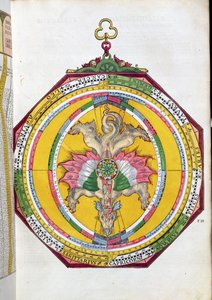 BT1.70.2 Volvelleor med dyrekretsen, illustrasjon fra Astronimicum Caesareum av Peter Apian (Bennewitz) (1495-1552) pub. i Ingolstadt, 1540 (farget tresnitt)