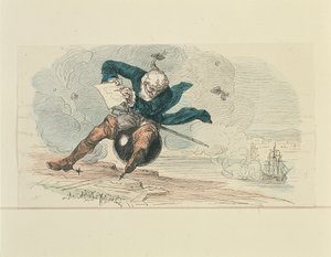 Baron Munchausen (farge litho) av German School
