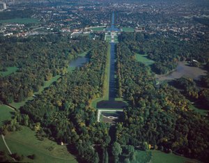 Barokkkunst: Luftfoto av Nymphenburg Park fra 1600-tallet i München, Tyskland av German School