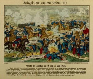 Slaget ved Zajecar, 2.–3. juli 1876, under den første serbo-osmanske krigen (1876–77), Neuruppiner Bilderbogen, 1876 av German School