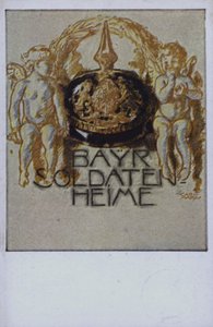 Bayersk soldathjelm (fargelitografi) av German School