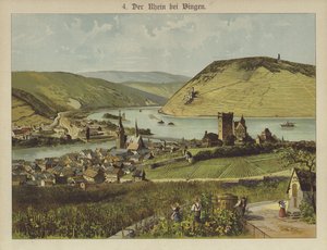 Bingen Am Rhein (farge litho) av German School