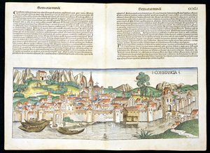 Birds Eye View of Constance fra Nürnberg-krøniken av Hartmann Schedel (1440-1514) 1493 av German School