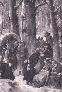 Bivuak i snøen, Cassells historie om krigen mellom Frankrike og Tyskland utgitt av Cassell and Company Limited, ca. 1890 (litho) av German School