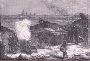 Bombardment of Schelestadt, Cassells History of the War between France and Germany utgitt av Cassell and Company Limited, ca. 1890 (litho) av German School
