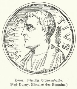 Bronsemedalje som viser den romerske poeten Horace (litho) av German School