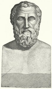 Byste av den antikke greske poeten Archilochus (gravering) av German School