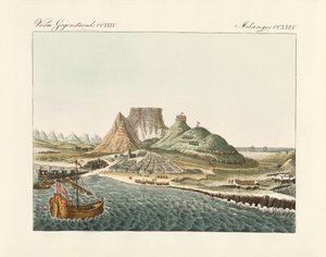 Cape Town på Kapp det gode håp (farget gravering) av German School