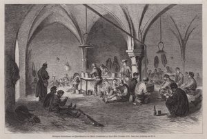 Fangede garibaldianere og franske franc-tireurs i rådhuset i Dijon, Frankrike, fransk-prøyssisk krig, midten av desember 1870 (gravering) av German School