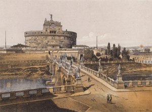 Castel Sant#39;Angelo, Roma (fargelitografi) av German School