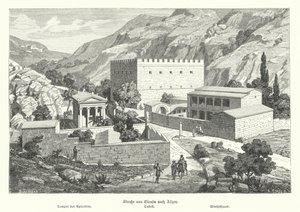 Slott på veien fra Eleusis til Athen, antikkens Hellas (gravering) av German School