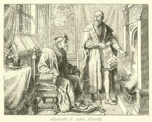 Charles V og Fugger av German School