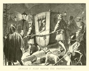 Charles V flyr foran protestantene av German School
