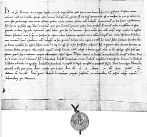 Charter av Henry Raspe, landgrav av Thüringen og tysk antikonge, for biskop Hermann av Wurzburg av German School
