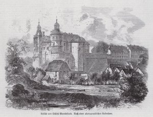 Chateau de Montbeliard, Frankrike (gravering) av German School