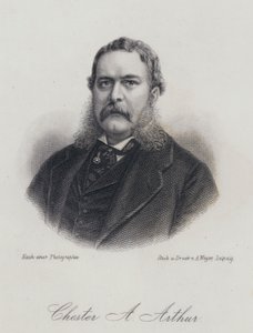 Chester A Arthur , amerikansk politiker og 21. president i USA (gravering) av German School