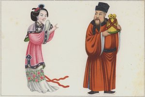 Kinesiske malerier (farge litho) av German School