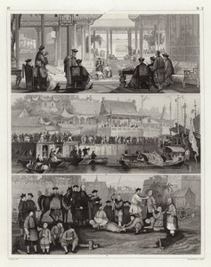 Kinesiske scener (gravering) av German School