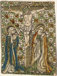 Kristus på korset med Maria og Johannes, ca. 1460 (metallkuttet) av German School