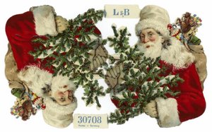 Weihnachtskarte mit Darstellung des Weihnachtsmanns von German School