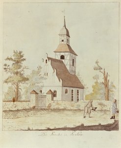 Kirke i Pankow, Berlin (farget etsning) av German School
