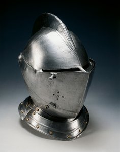 Lukk hjelm for feltet, c.1550-70 (stål, jern, lær og messing) av German School