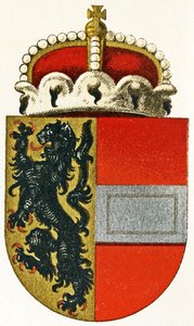 Salzburgs våpenskjold, med en prinshatt hvilende på skjoldet, ca. 1898 av German School